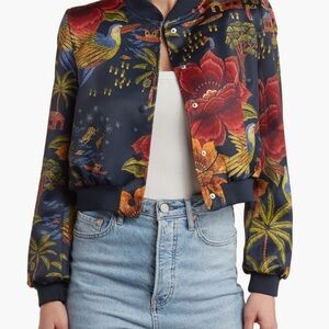 Boutique Women's Tropical Bomber Jacket - Multicolor
